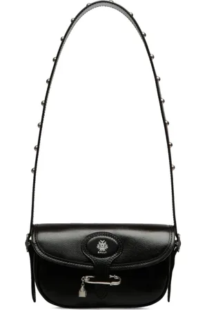 Bally Taske, Dame, Sort, ONE SIZE, Uld, Sort Foldover Skuldertaske med Crest Motif