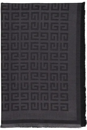 Givenchy Tilbehør, Dame, Grå, ONE SIZE, Uld, Silke 4G Tørklæde Frynser Monogram