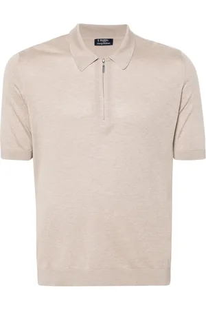 BARBA Top, Herre, , M, Silke Polo Skjorte Lynlås Italien