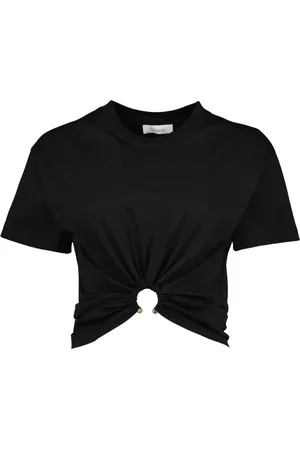 Paco rabanne Top, Dame, Sort, L, Bomuld, Sort T-shirt Forår-Sommer 2025 Kvinder