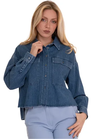 Max Mara Bluser & Skjorter, Dame, Blå, XS, Denim, Denim Bluse med Sideslidser