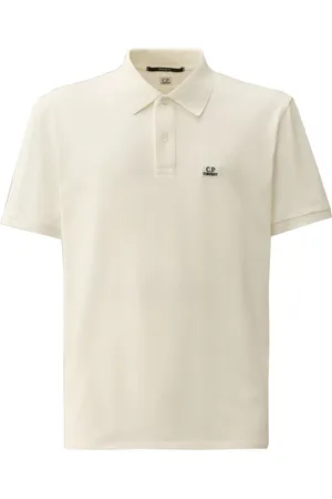 C.P. Company Top, Herre, Hvid, M, Bomuld, Kortærmet Ribbet Polo Skjorte