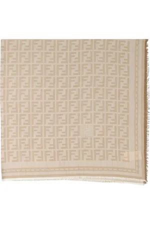 Fendi Tilbehør, Dame, , ONE SIZE, Uld, FF Sjal med frynsede kanter