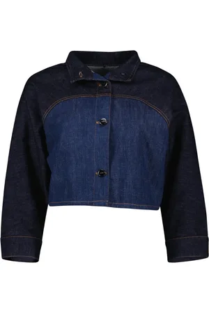 Fendi Jakke, Dame, Blå, XS, Denim, Kort denimjakke, tofarvet design