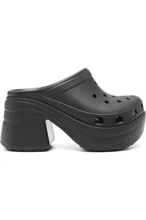 Crocs Sko, Dame, Sort, 41 EU, Sorte perforerede sandaler med høj hæl