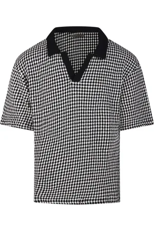 OFFICINE GENERALE Top, Herre, Sort, L, Bomuld, Sort/Hvid Pele Polo Skjorte