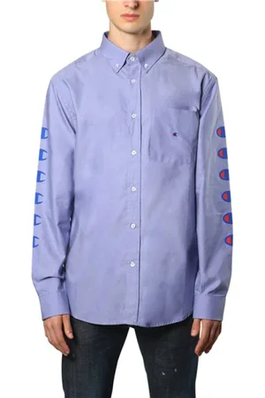 Champion Skjorte, Herre, Lilla, M, Trykt Oxford Skjorte