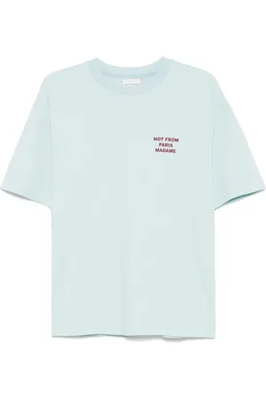 Drôle de Monsieur Top, Herre, Blå, XS, Bomuld, Blå Slogan T-shirt Ikke fra Paris