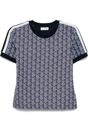 Lacoste Top, Dame, Blå, S, Bomuld, Blå Stribet Jacquard Slim Fit T-shirt
