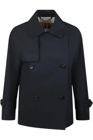 Max Mara Jakke, Dame, Blå, 2XS, Bomuld, Kort trenchcoat i dryproof twill