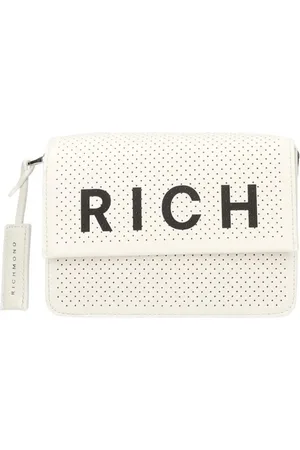 John Richmond Taske, Dame, Hvid, ONE SIZE, Uld, Hvid Crossbody Taske med Sort Logo