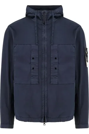 Stone Island Jakke, Herre, Blå, 2XL, Bomuld, Blå Lynlås Hættetrøje Jakke