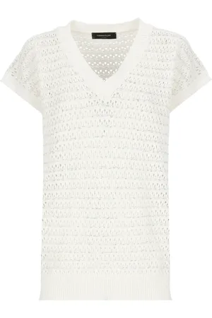 Fabiana Filippi Strik, Dame, Hvid, XS, Bomuld, Hvid Bomuldssweater med Pailletter