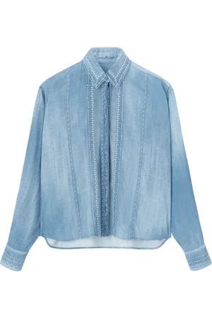 ERMANNO SCERVINO Bluser & Skjorter, Dame, Blå, XS, Denim, Denim Print Blonde Skjorte