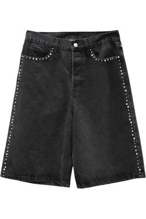 Mes Demoiselles Shorts, Dame, Sort, XS, Denim, Sort Denim Bermuda med Sølv Nitter