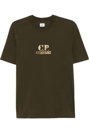 C.P. Company Top, Herre, Grøn, L, Bomuld, Grafisk Logo Jersey T-Shirt Grøn