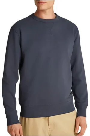 Calvin Klein Sweathshirts & Hoodies, Herre, Blå, M, Bomuld, Blå Regular Rund Hals Sweater