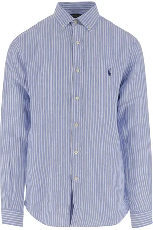 Ralph Lauren Skjorte, Herre, Blå, XL, Linned, Blå langærmet sports skjorte