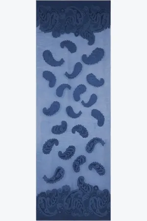 Etro Tilbehør, Dame, Blå, ONE SIZE, Blå Paisley Jacquard Silketørklæde