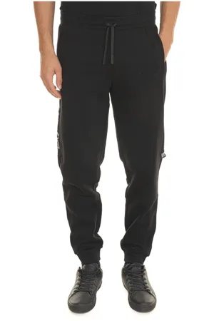 EA7 Bukser, Herre, Sort, 2XL, Bomuld, Logo Fleece Bukser med Snørelinning