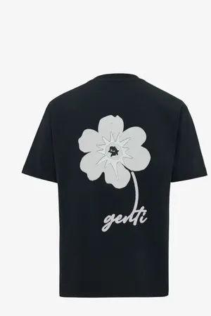 Genti Top, Herre, Sort, XL, Bomuld, Kraftig Bomuld Sort T-shirt