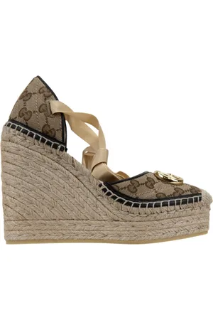 Gucci Sko, Dame, , 39 1/2 EU, Læder, Læder Logo Espadrilles Snøresko