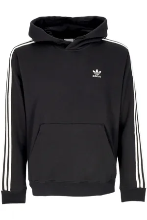 adidas Sweathshirts & Hoodies, Herre, Sort, L, Bomuld, Striber Hættetrøje Sort/Hvid Langærmet