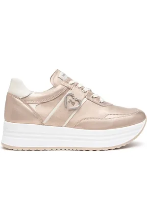 Nero Giardini Sko, Dame, Gul, 35 EU, Læder, Lamineret læder damesneakers i osso