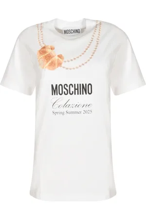 Moschino Top, Dame, Hvid, M, Uld, Stilfulde T-shirts og Polos