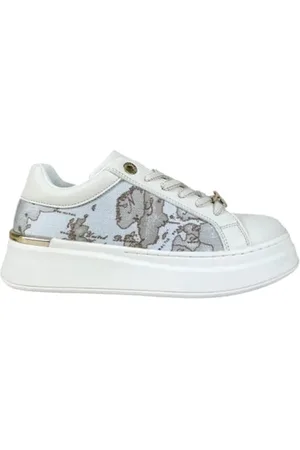 ALVIERO MARTINI 1A CLASSE Sko, Dame, Hvid, 38 EU, Læder, Hvide Sneakers med Geo Classic Detaljer