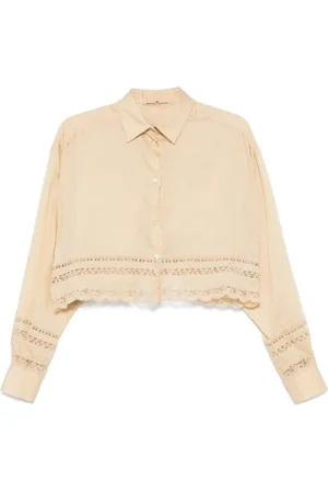 ERMANNO SCERVINO Bluser & Skjorter, Dame, , 2XS, Bomuld, Lys Bomuldsskjorte med Blonderkant