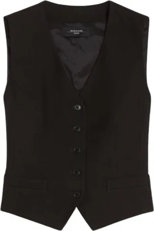 Max Mara Jakke, Dame, Sort, S, Linned, Viskose og linnedvest
