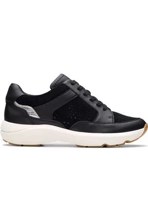 Clarks Sko, Dame, Sort, 37 EU, Læder, Sort Læder Mesh Damesneakers