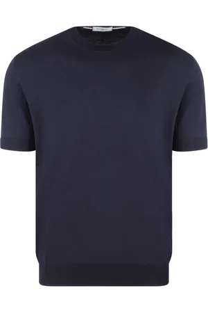 Paolo Pecora Top, Herre, Blå, XL, Bomuld, Bomuld Strik T-Shirt Ss25 Regular Fit