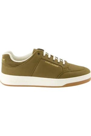 Saint Laurent Sko, Herre, Grøn, 44 EU, Læder, Grøn Khaki Læder og Lærred Kurve