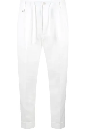 Paolo Pecora Bukser, Herre, Hvid, L, Bomuld, Bomuld Crepe Slim Fit Snørebåndsbukser