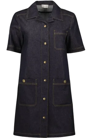Moncler Kjole, Dame, Blå, XS, Denim, Denim skjortekjole Forår-Sommer 2025