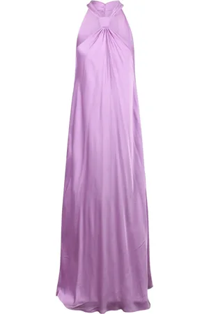 Essentiel Antwerp Kjole, Dame, Lilla, M, Halterneck Maxi Kjole med Knude Detalje