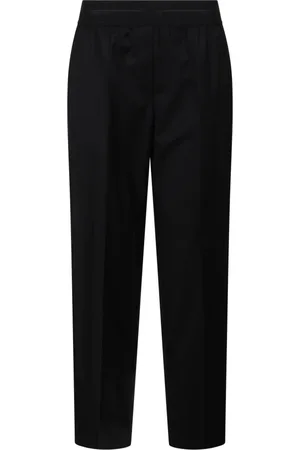 Helmut Lang Bukser, Dame, Sort, M, Uld, Tapered Wool Bukser med Presset Fold
