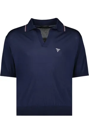 Prada Top, Herre, Blå, M, Silke Polo Skjorte til Mænd