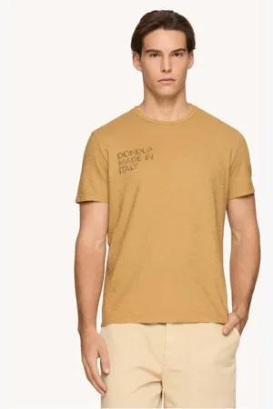 Dondup Top, Herre, Brun, L, Flamme Jersey Crewneck Trykt Logo T-shirt