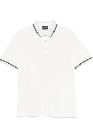 Emporio Armani Top, Herre, Hvid, XL, Bomuld, Hvid Logo Polo Cardigan