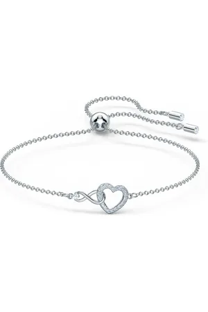 Swarovski Tilbehør, Dame, Grå, ONE SIZE, Uendelighedshjerte Armbånd, Rhodiumbelagt