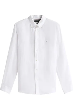 Tommy Hilfiger Skjorte, Herre, Hvid, XL, Linned, Linnedskjorte med vintage-inspireret fade