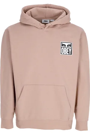 Obey Sweathshirts & Hoodies, Herre, Lyserød, XL, Bomuld, Ikonisk Hættetrøje i Varm Taupe