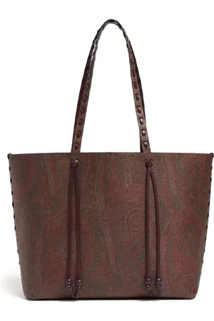 Etro Taske, Dame, Brun, ONE SIZE, Læder, Paisley Jacquard Shoppingtaske med læderforing