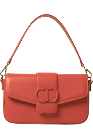 Twin-Set Taske, Dame, Rød, ONE SIZE, Læder, Koralrød Læder Top Håndtag Taske