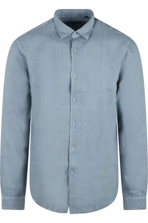 COSTUMEIN Skjorte, Herre, Blå, L, Linned, Linnedskjorte med klassisk krave