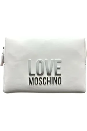 Moschino Taske, Dame, Hvid, ONE SIZE, Hvid Dame Clutch med Logo Bogstaver