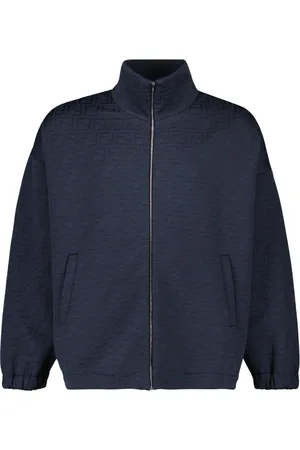 Fendi Jakke, Herre, Blå, M, Bomuld, Monogram FF Navy Forår Jakke